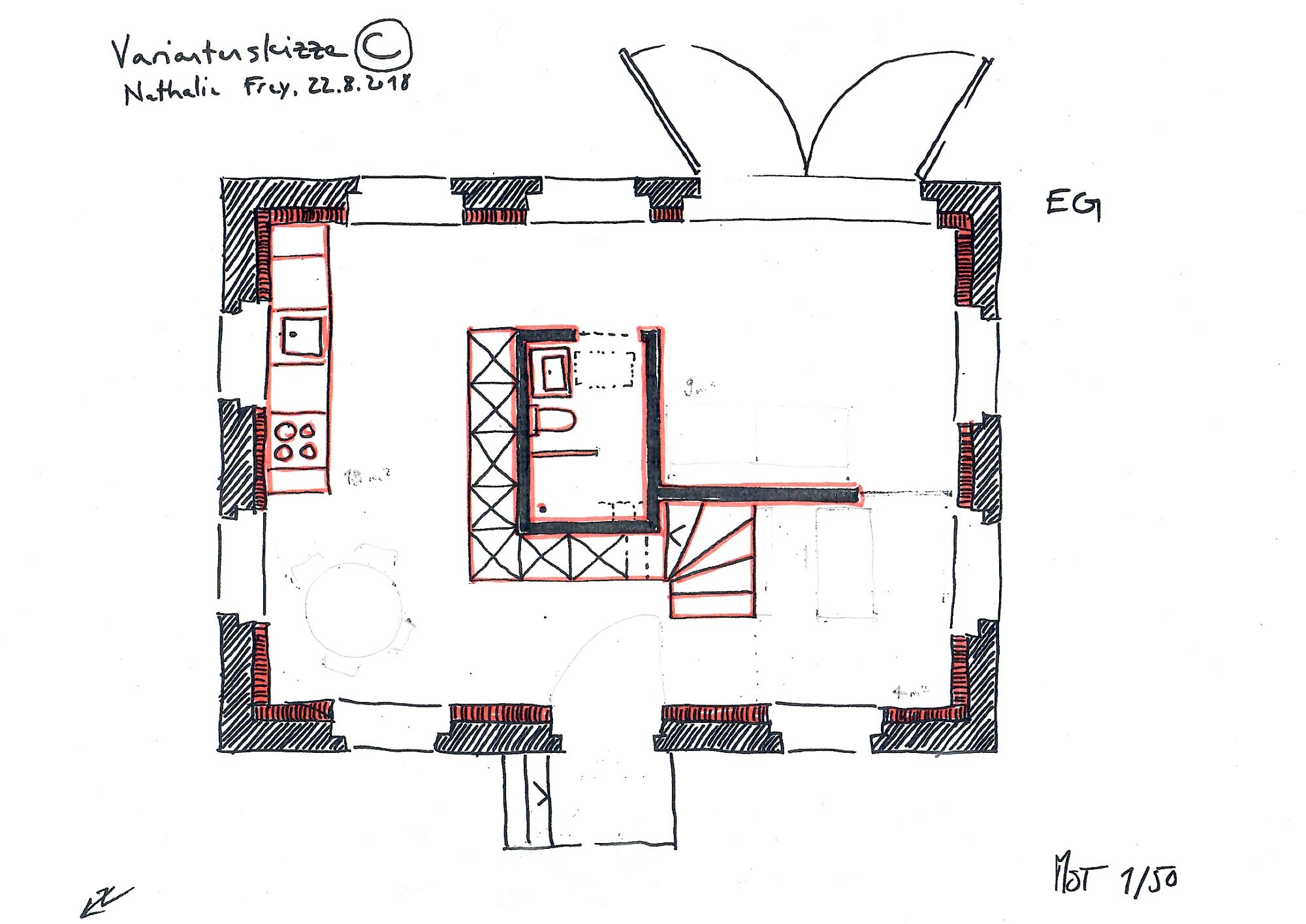 Cugini + Frey Architektur, Tinyhouse, Umbau alte Stickerei, Plan